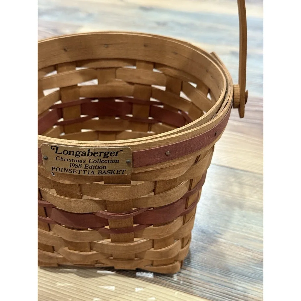 LONGABERGER CHRISTMAS COLLECTION POINSETTIA BASKET 1988 EDITION SIGNED